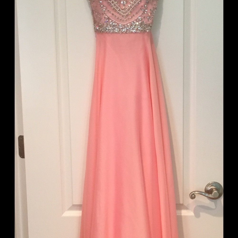 Elegant Pink Gown with Beaded Bodice
